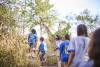 Cub Scouts going for a hike in the woods; taking a walk